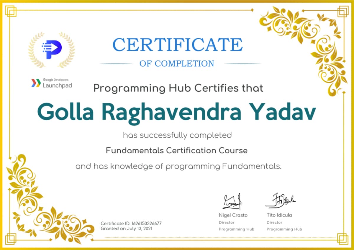 Fundamentals Certificate